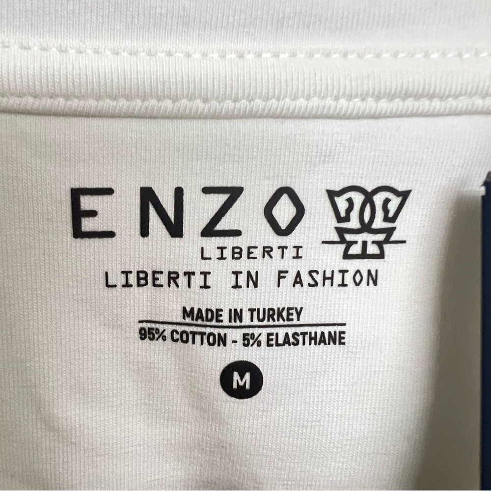 New Mens Enzo Liberti Mock Neck Long Sleeve T-shirt in‎ White - Picture 6 of 6